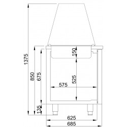 SALADETTE 2 PORTES 3x 1/1GN RÉCIPIENT - 1400x700x850 mm