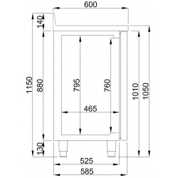 600 TABLE RÉFRIGÉRÉE 3 PORTES AVEC TIROIR POUR CAFÉ - 2135x600x1050 mm