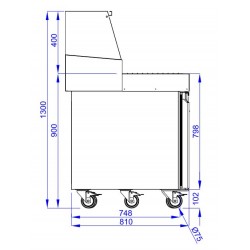 TABLE PRÉP POUR PIZZA 2 PORTES 9x 1/3GN RÉCIPIENT - 1790x850x1360 mm