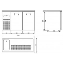 REFROIDISSEUR DE BIÈRE 2 PORTES 1L - 1550x700x950 mm