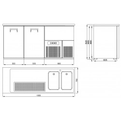 REFROIDISSEUR DE BIÈRE 2 PORTES 2R - 1950x700x950 mm