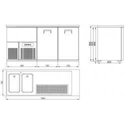 REFROIDISSEUR DE BIÈRE 2 PORTES 2L - 1950x700x950 mm