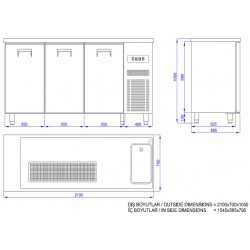 REFROIDISSEUR DE BIÈRE 3 PORTES 1R - 2100x700x950 mm