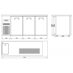 REFROIDISSEUR DE BIÈRE 3 PORTES 1L - 2100x700x950 mm