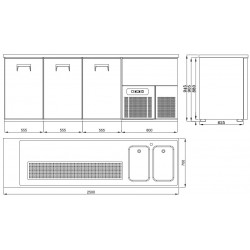 REFROIDISSEUR DE BIÈRE 3 PORTES 2R - 2500x700x950 mm