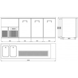 REFROIDISSEUR DE BIÈRE 3 PORTES 2L - 2500x700x950 mm