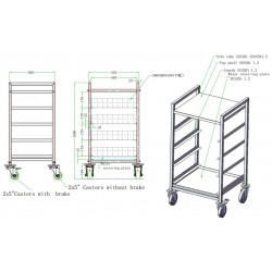 TROLLEY POUR PANIERS DE LAVAGE 500x500 - 555x500x1060 mm