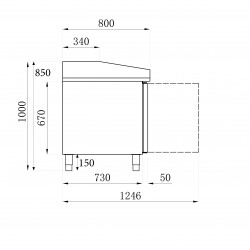 TABLE PRÉP POUR PIZZA 2 PORTES - 1510x800x1000 mm