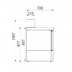 TABLE PRÉP POUR PIZZA 3 PORTES - 1368x700x1090 mm