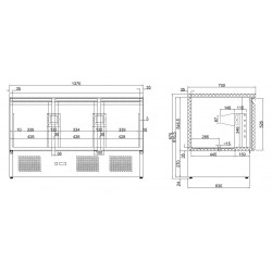 TABLE RÉFRIGÉRÉE 3 PORTES - 1365x700x875 mm