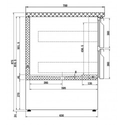 TABLE RÉFRIGÉRÉE 6 DRAWERS - 1365x700x875 mm