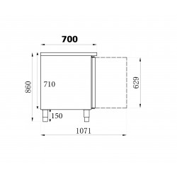 TABLE CONGÉLATEUR 2 PORTES - 1360x700x850 mm