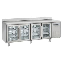 Table réfrigérée positive 325X410 4 portes vitrées dosseret inox 485L