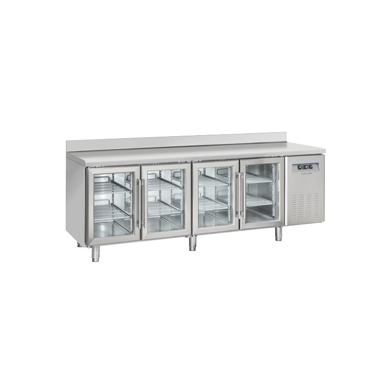 Table réfrigérée positive 325X410 4 portes vitrées dosseret inox 485L