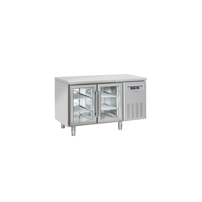 Table réfrigérée positive 2 portes vitrées GN1/1 inox 260L