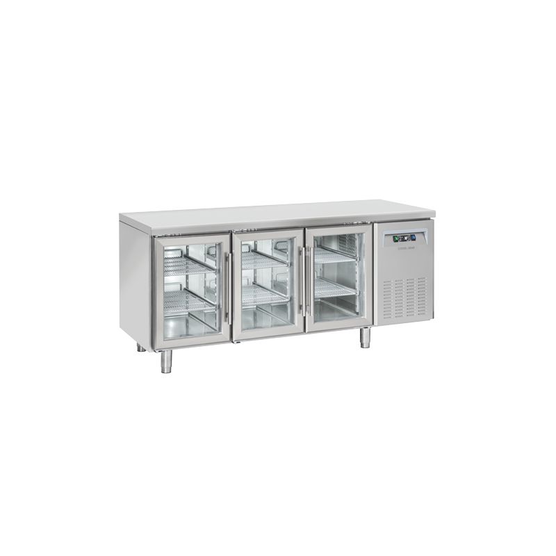 Table réfrigérée positive 3 portes vitrées GN1/1 inox 400L