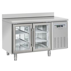 Table réfrigérée positive 2 portes vitrées avec dosseret GN1/1 inox 260L