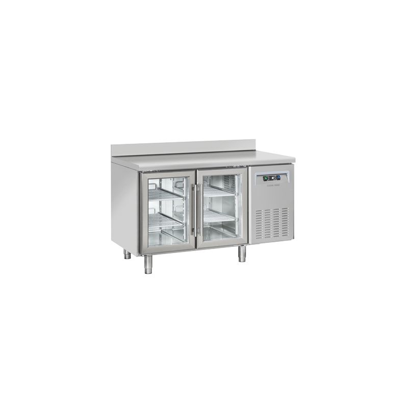 Table réfrigérée positive 2 portes vitrées avec dosseret GN1/1 inox 260L