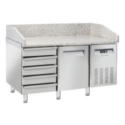 Meuble à pizza 600x400 1 porte + 5 tiroirs spécial pizza inox 220L