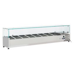 Vitrine horizontale réfrigérée GN1/4 inox couvercle verre trempé 58L