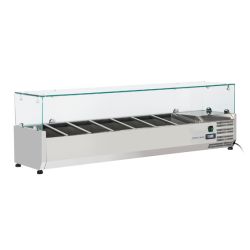 Vitrine horizontale réfrigérée GN1/4 inox couvercle verre trempé 46L