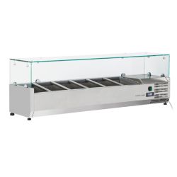 Vitrine horizontale réfrigérée GN1/4 inox couvercle verre trempé 42L