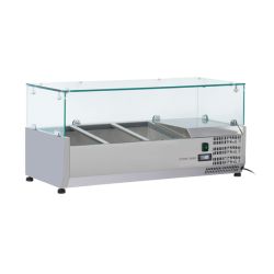 Vitrine horizontale réfrigérée GN1/3 inox couvercle verre trempé 33L