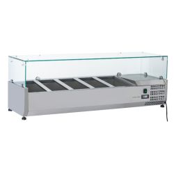 Vitrine horizontale réfrigérée GN1/3 inox couvercle verre trempé 48 L