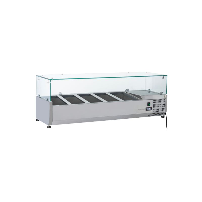 Vitrine horizontale réfrigérée GN1/3 inox couvercle verre trempé 48 L