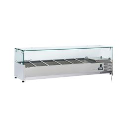 Vitrine horizontale réfrigérée GN1/3 inox couvercle verre trempé 58L