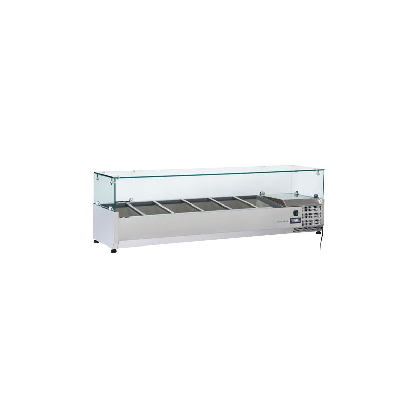 Vitrine horizontale réfrigérée GN1/3 inox couvercle verre trempé 58L