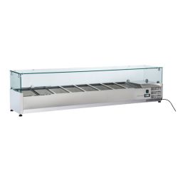 Vitrine horizontale réfrigérée GN1/3 inox couvercle verre trempé 73L