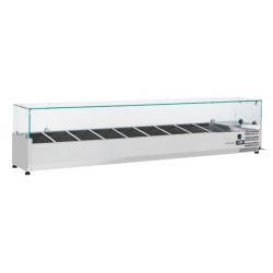 Vitrine horizontale réfrigérée GN1/4 inox couvercle verre trempé 66L