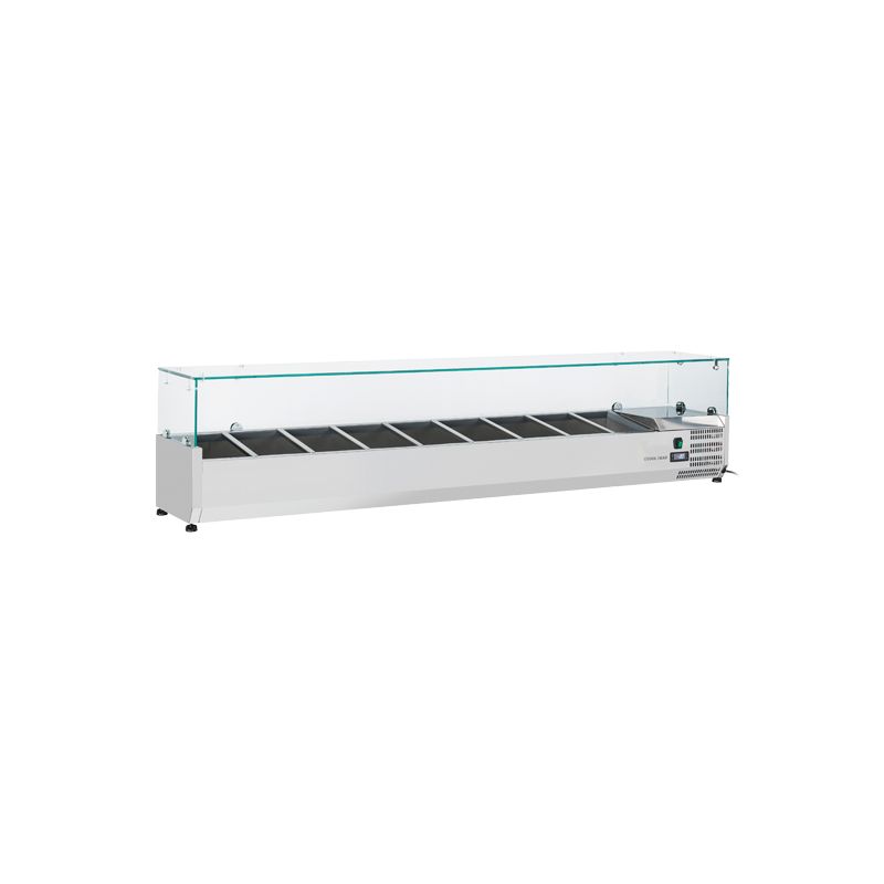 Vitrine horizontale réfrigérée GN1/4 inox couvercle verre trempé 66L