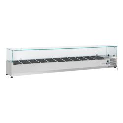 Vitrine horizontale réfrigérée GN1/4 inox couvercle verre trempé 74 L