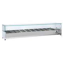 Vitrine horizontale réfrigérée GN1/3 inox couvercle verre trempé 83L