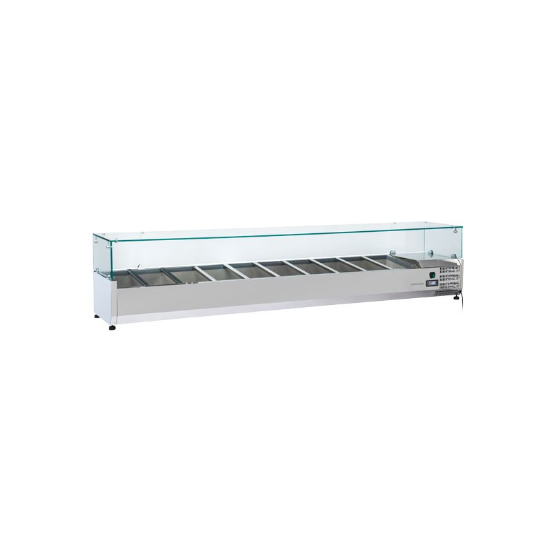 Vitrine horizontale réfrigérée GN1/3 inox couvercle verre trempé 83L