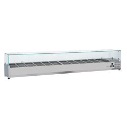 Vitrine horizontale réfrigérée GN1/3 inox couvercle verre trempé 78L