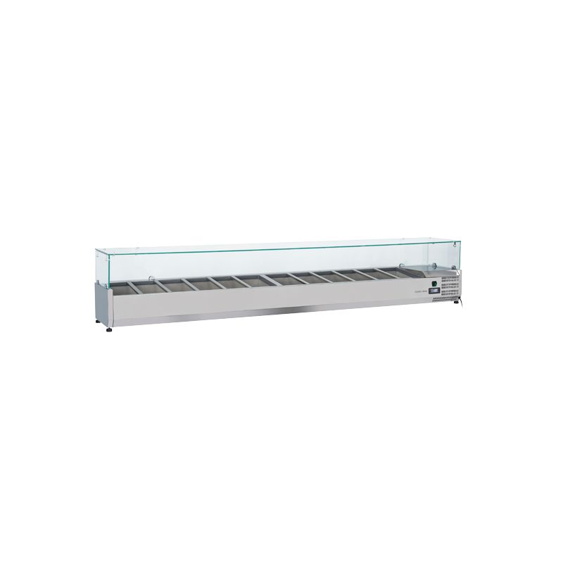 Vitrine horizontale réfrigérée GN1/3 inox couvercle verre trempé 78L