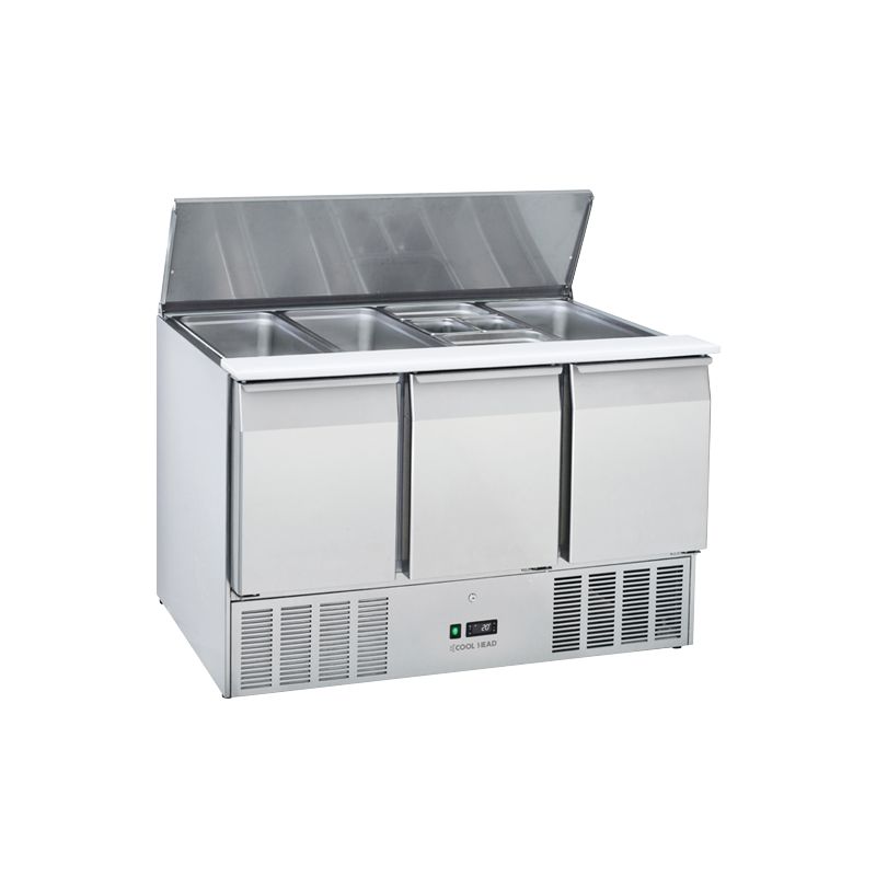 Saladette réfrigérée ouverte 3 portes GN1/1 inox 350 L