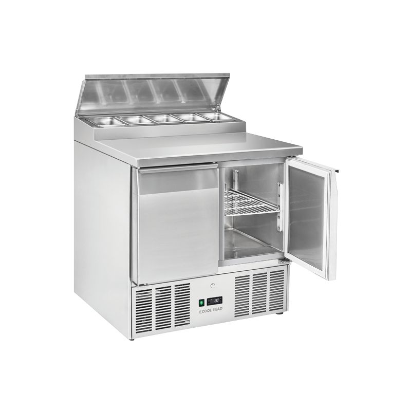 Saladette réfrigérée pour sandwichs 2 portes GN1/1 inox capacité 5x GN1/6 239 L