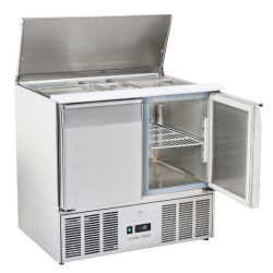 Saladette réfrigérée ouverte 2 portes GN1/1 inox 232 L