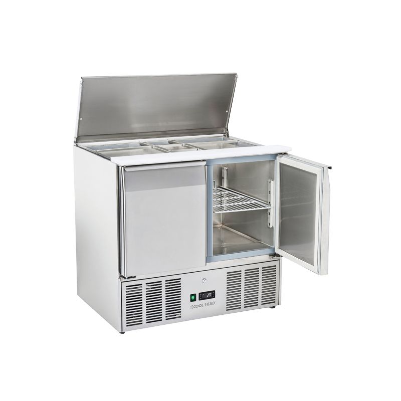 Saladette réfrigérée ouverte 2 portes GN1/1 inox 232 L