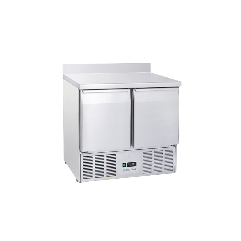 Saladette réfrigérée 2 portes GN1/1 inox avec dosseret 214 L