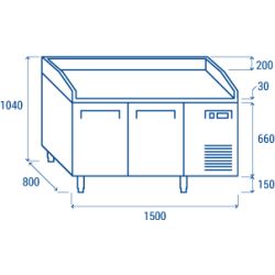 Meuble à pizza 600x400 2 portes spécial pizza inox 430L