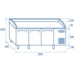 Meuble à pizza 600x400 3 portes spécial pizza inox 640L