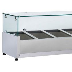 Vitrine horizontale réfrigérée GN1/3 inox couvercle verre trempé 78L