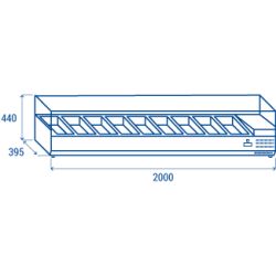 Vitrine horizontale réfrigérée GN1/3 inox couvercle verre trempé 83L