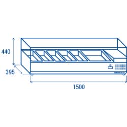 Vitrine horizontale réfrigérée GN1/3 inox couvercle verre trempé 58L