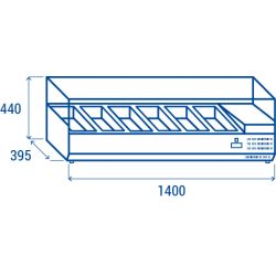 Vitrine horizontale réfrigérée 6 x GN1/3 inox couvercle verre trempé 53L